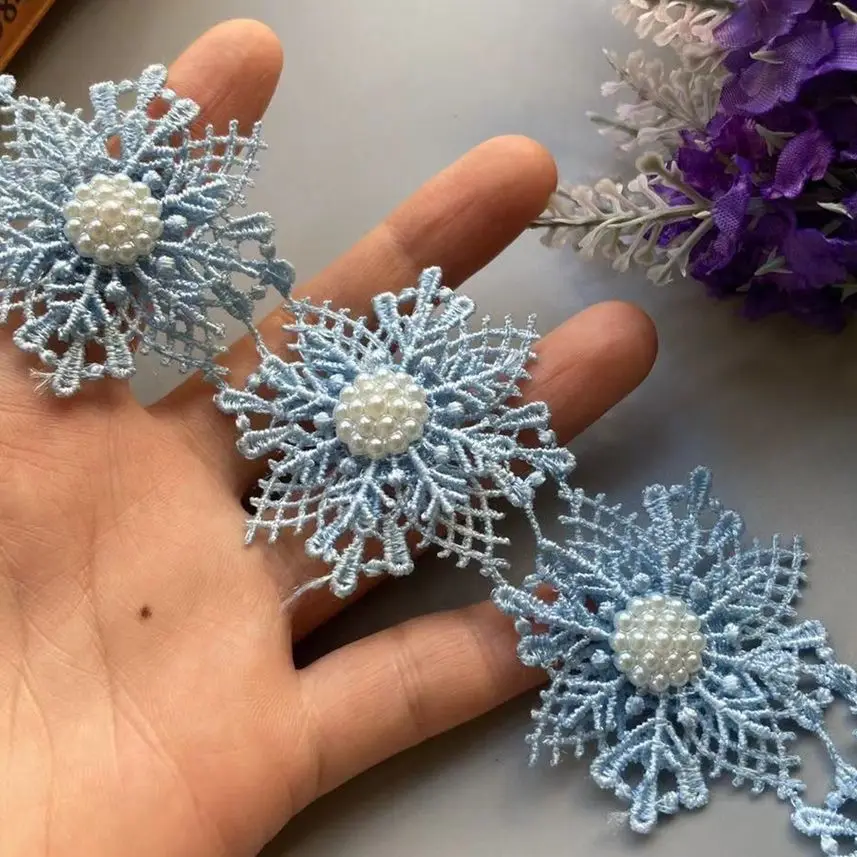 10 x Blue Snowflake Pearl Heart Flower Diamond Lace Edge Trim 5cm Bridal Wedding Dress Ribbon Embroidered Applique Sewing Craft
10 x Blue Snowflake Pearl Heart Flower Diamond Lace Edge Trim 5cm Bridal Wedding Dress Ribbon Embroidered Applique Sewing Craft
