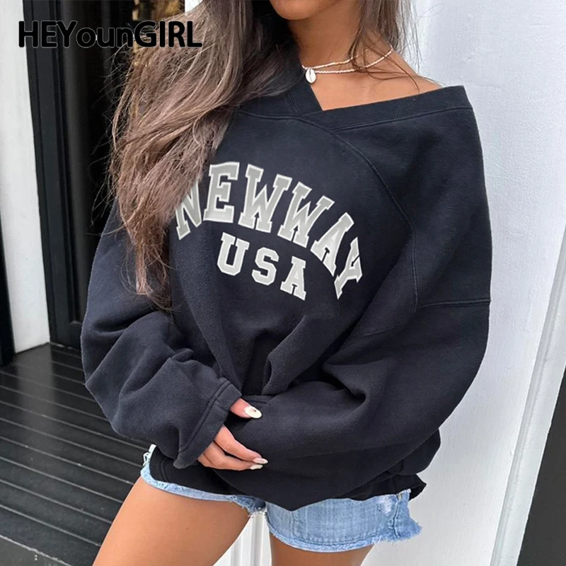 HEYounGIRL Y2K Women V-neck Sweatshirt Letter Print Preppy Style Dark Blue Long Sleeve Top Winter Streetwear Casual Pullovers
HEYounGIRL Y2K Women V-neck Sweatshirt Letter Print Preppy Style Dark Blue Long Sleeve Top Winter Streetwear Casual Pullovers