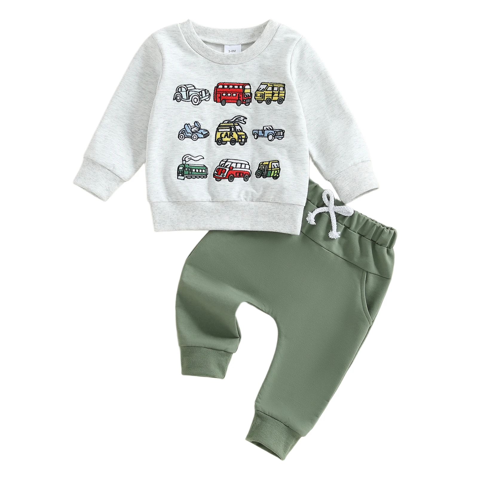 Toddler Boy Fall Outfits Cars Print Long Sleeve Round Neck Pullover Elastic Waist Solid Pants 2 Pcs Set
Toddler Boy Fall Outfits Cars Print Long Sleeve Round Neck Pullover Elastic Waist Solid Pants 2 Pcs Set