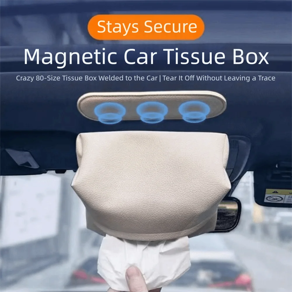 Multi Functional Car Magnetic Tissue Box Stable Mounting Light Luxury Car Tissue Holder High-End Feeling Rectangular