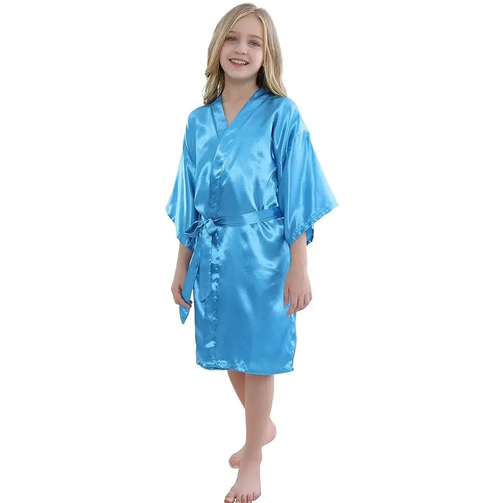 Girls Kids Solid Color Silky Satin Kimono Robe for Wedding Spa Party, Short
Girls Kids Solid Color Silky Satin Kimono Robe for Wedding Spa Party, Short