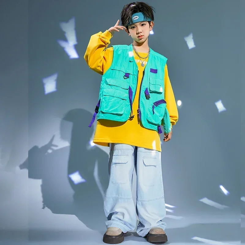 Kids Hip Hop Clothing Girl Boy Jazz Dance Costume Kpop Clothes Blue Sleeveless Jacket Vest Casual Street Strap Cargo Pants
Kids Hip Hop Clothing Girl Boy Jazz Dance Costume Kpop Clothes Blue Sleeveless Jacket Vest Casual Street Strap Cargo Pants