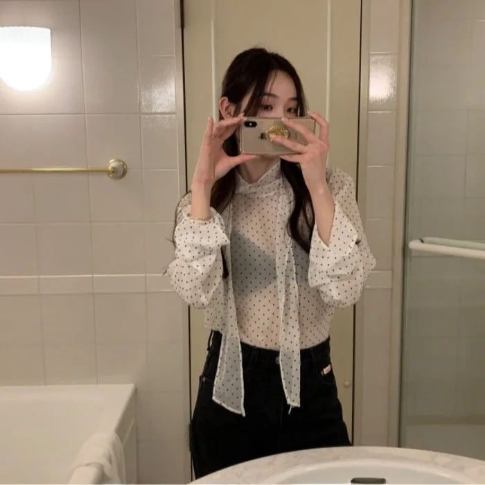 Chic Polka Dot Chiffon Base Shirt Women's Versatile Elegant Semi-Transparent Spring 2026 Fashionable Long Sleeve Blouse
Chic Polka Dot Chiffon Base Shirt Women's Versatile Elegant Semi-Transparent Spring 2026 Fashionable Long Sleeve Blouse