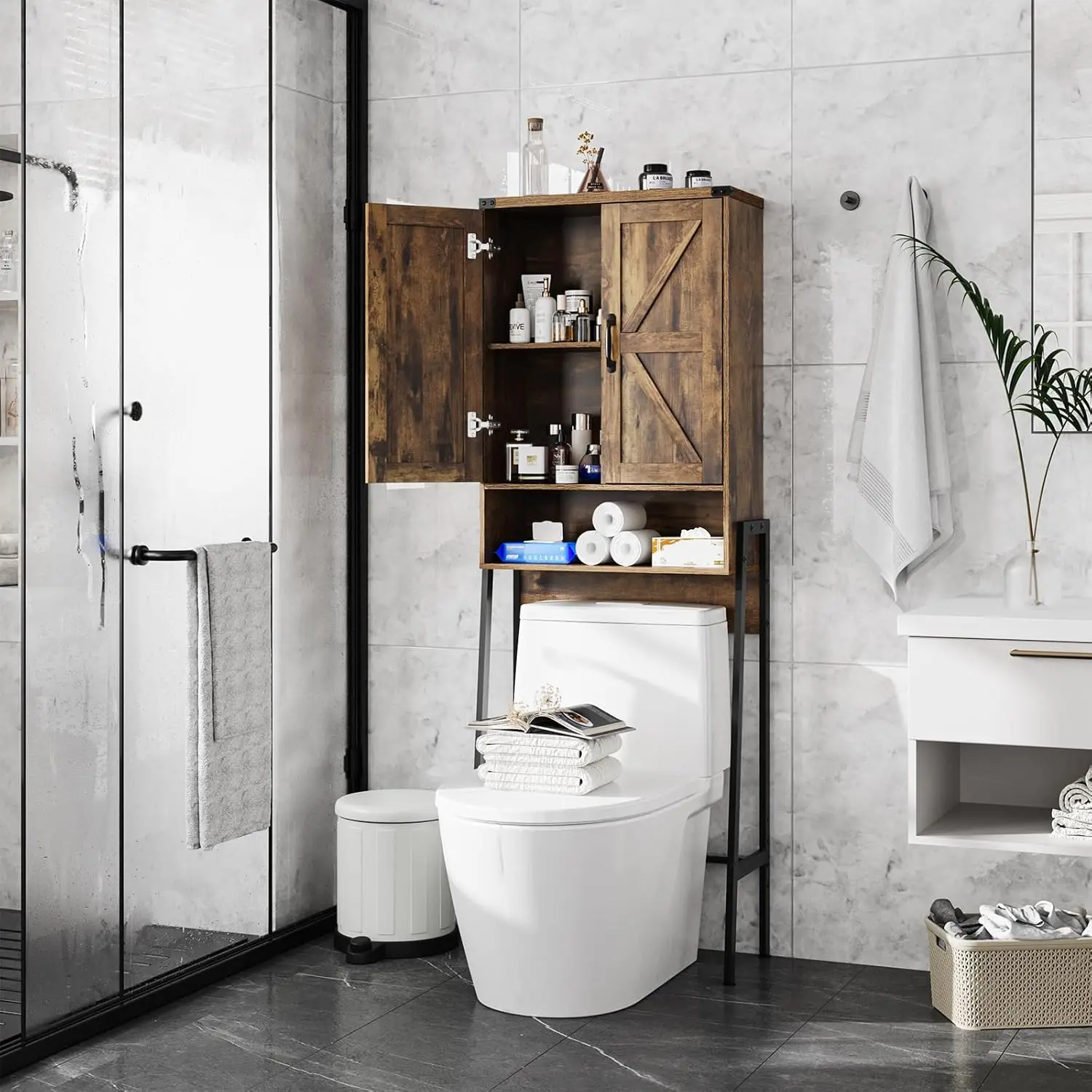 Over The Toilet Storage Cabinet with 2-Door Design Bathroom Organizers and Storage with Anti-Tip Device Over Toilet Organizer wi
Over The Toilet Storage Cabinet with 2-Door Design Bathroom Organizers and Storage with Anti-Tip Device Over Toilet Organizer wi