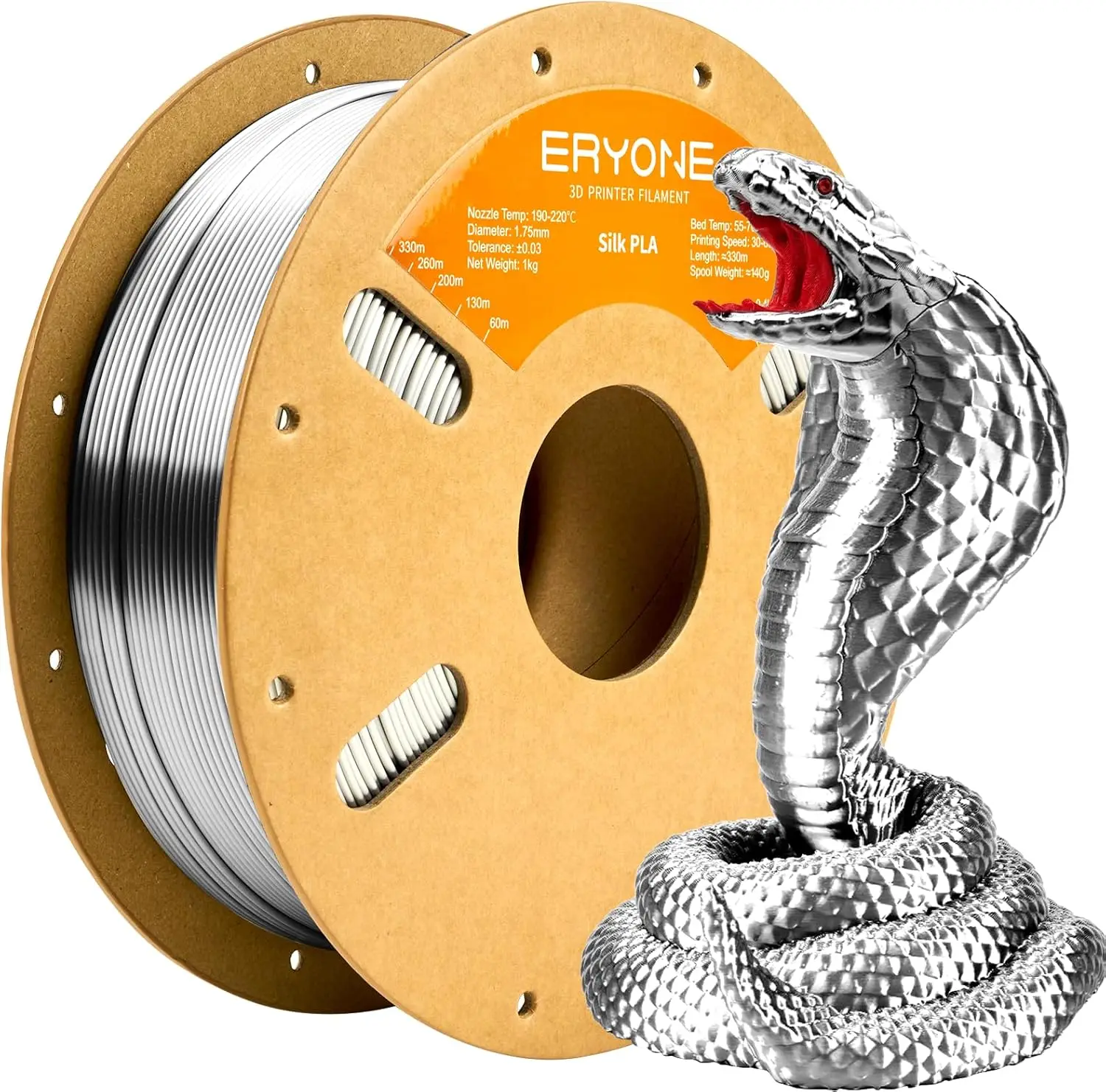 Silk PLA Filament for 3D Printing, 1.75mm +/-0.03mm Precision, 1kg Spool in Silk Silver Finish
Silk PLA Filament for 3D Printing, 1.75mm +/-0.03mm Precision, 1kg Spool in Silk Silver Finish