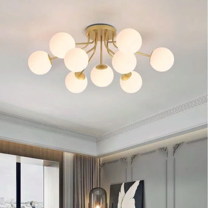 Nordic Glass Ball Ceiling Lights Milk White Glass Ceiling Chandelier for Living Room Bedroom LED Chandelier Lampara Lighting
Nordic Glass Ball Ceiling Lights Milk White Glass Ceiling Chandelier for Living Room Bedroom LED Chandelier Lampara Lighting