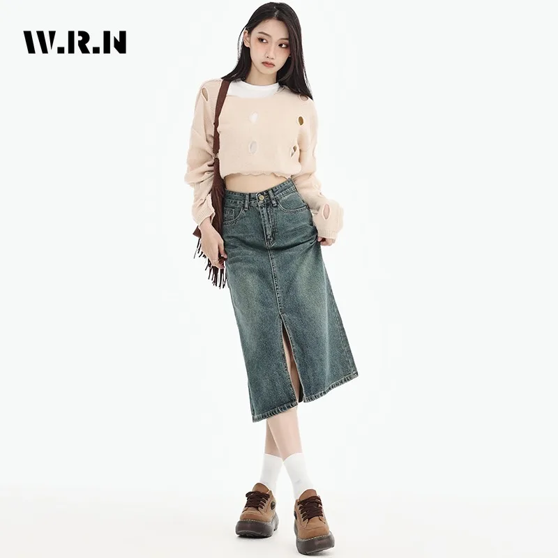2023 Autumn Women's Vintage Baggy Harajuku Blue Denim Skirt High Waist Y2K Street Style Basic Casual A-line Slim Slit Skirt
2023 Autumn Women's Vintage Baggy Harajuku Blue Denim Skirt High Waist Y2K Street Style Basic Casual A-line Slim Slit Skirt