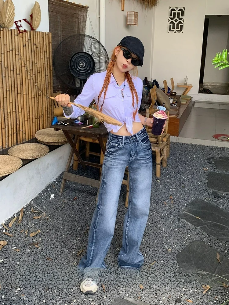 American Retro Low Waist Flared Jeans Women's New Cra Design Loose Hiding Hip Slimming Dra Floor-Length Pants
American Retro Low Waist Flared Jeans Women's New Cra Design Loose Hiding Hip Slimming Dra Floor-Length Pants