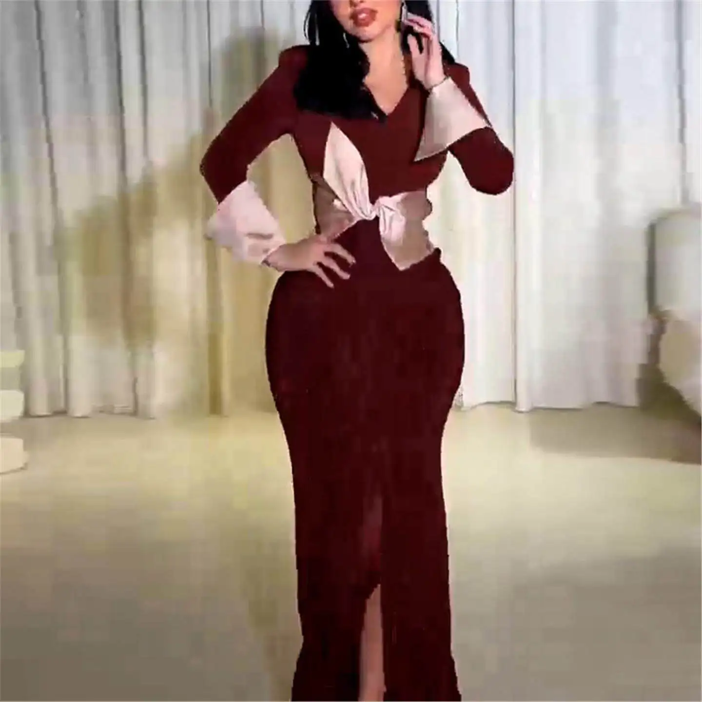 Spring 2025 Sexy Knot Side Slit Midi Dress Elastic Street Style Long Sleeve H-Shape Women's Dress for CITYWALK
Spring 2025 Sexy Knot Side Slit Midi Dress Elastic Street Style Long Sleeve H-Shape Women's Dress for CITYWALK