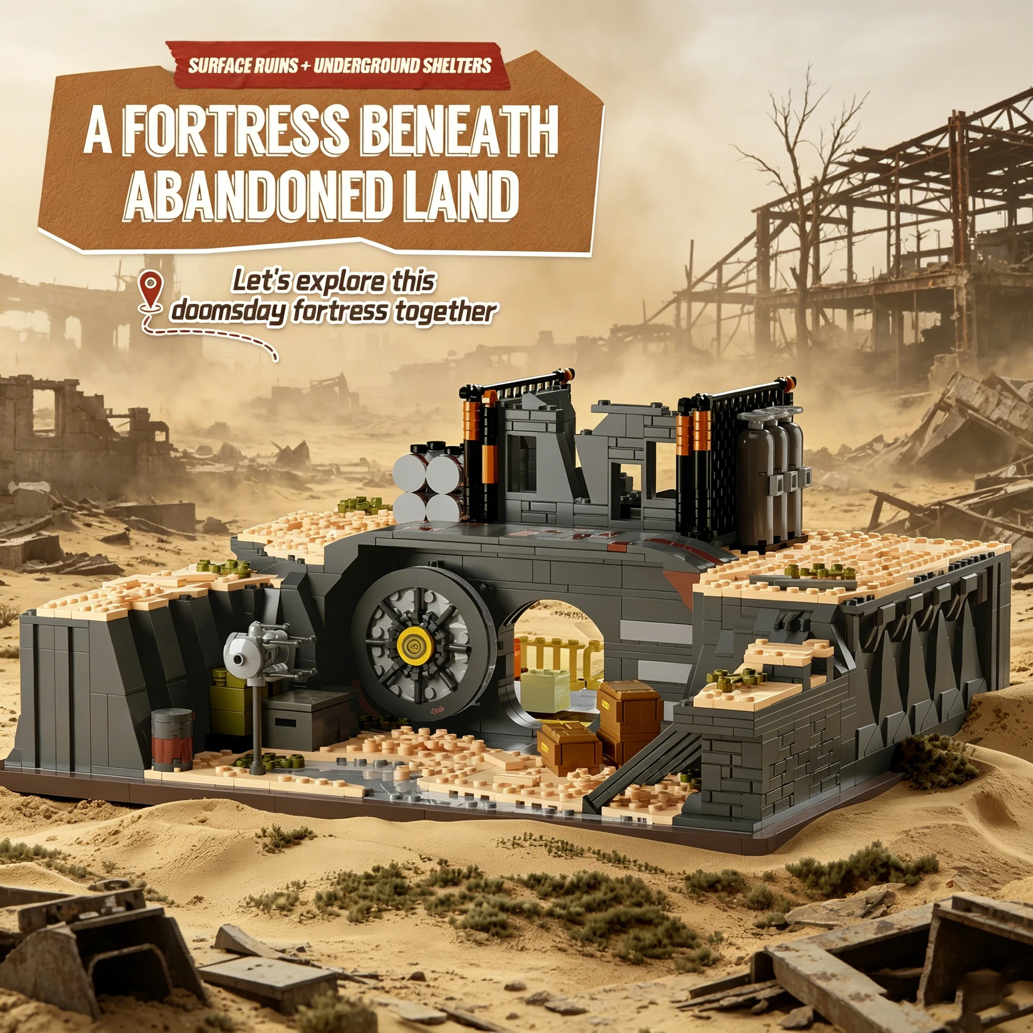 1739PCS Wasteland Underground Fortress Building Blocks Ruins Shelter Apocalypse Model Bricks Desktop Ornament Educational Toys
1739PCS Wasteland Underground Fortress Building Blocks Ruins Shelter Apocalypse Model Bricks Desktop Ornament Educational Toys