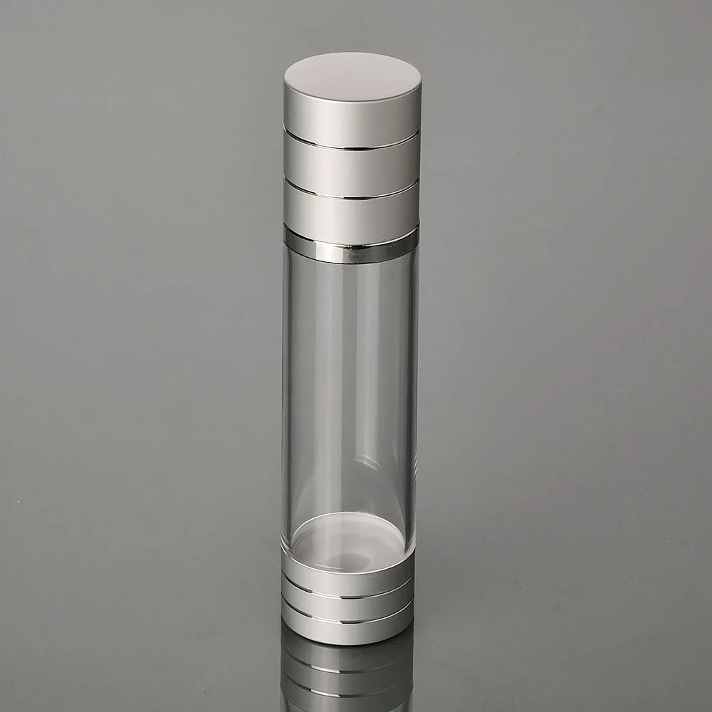 100ML silver airless bottle clear body matte silver line lid for lotion/emulsion/serum/toner/whitening liquid essence packing
100ML silver airless bottle clear body matte silver line lid for lotion/emulsion/serum/toner/whitening liquid essence packing
