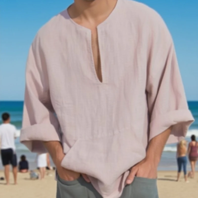 2025 New Men's Wear Loose-Fit Long Sleeve T-Shirt Casual Lifestyle Linen Fabric Middle East and Mediterranean Style
2025 New Men's Wear Loose-Fit Long Sleeve T-Shirt Casual Lifestyle Linen Fabric Middle East and Mediterranean Style