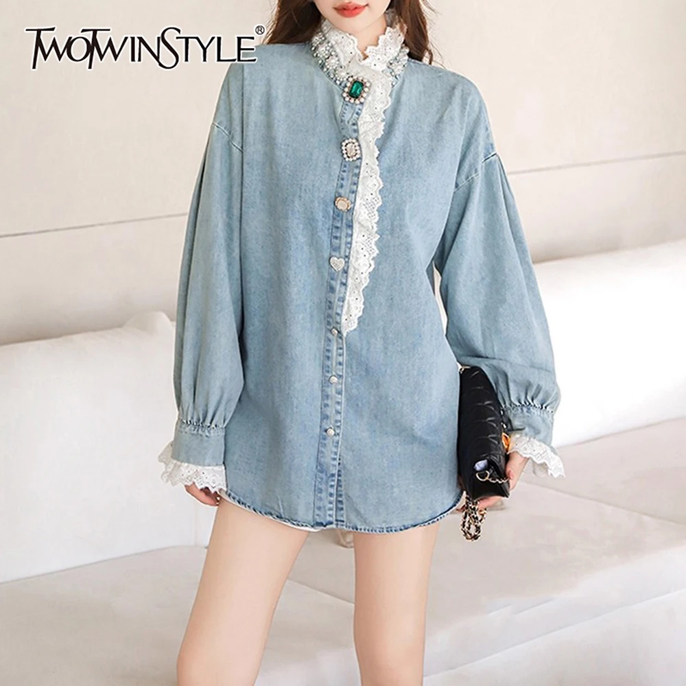 TWOTWINSTYLE Solid Spliced Lace Basics Jacket Female Turtleneck Long Sleeve Streetwear Women's Jackets Autumn Style New Fashion
TWOTWINSTYLE Solid Spliced Lace Basics Jacket Female Turtleneck Long Sleeve Streetwear Women's Jackets Autumn Style New Fashion