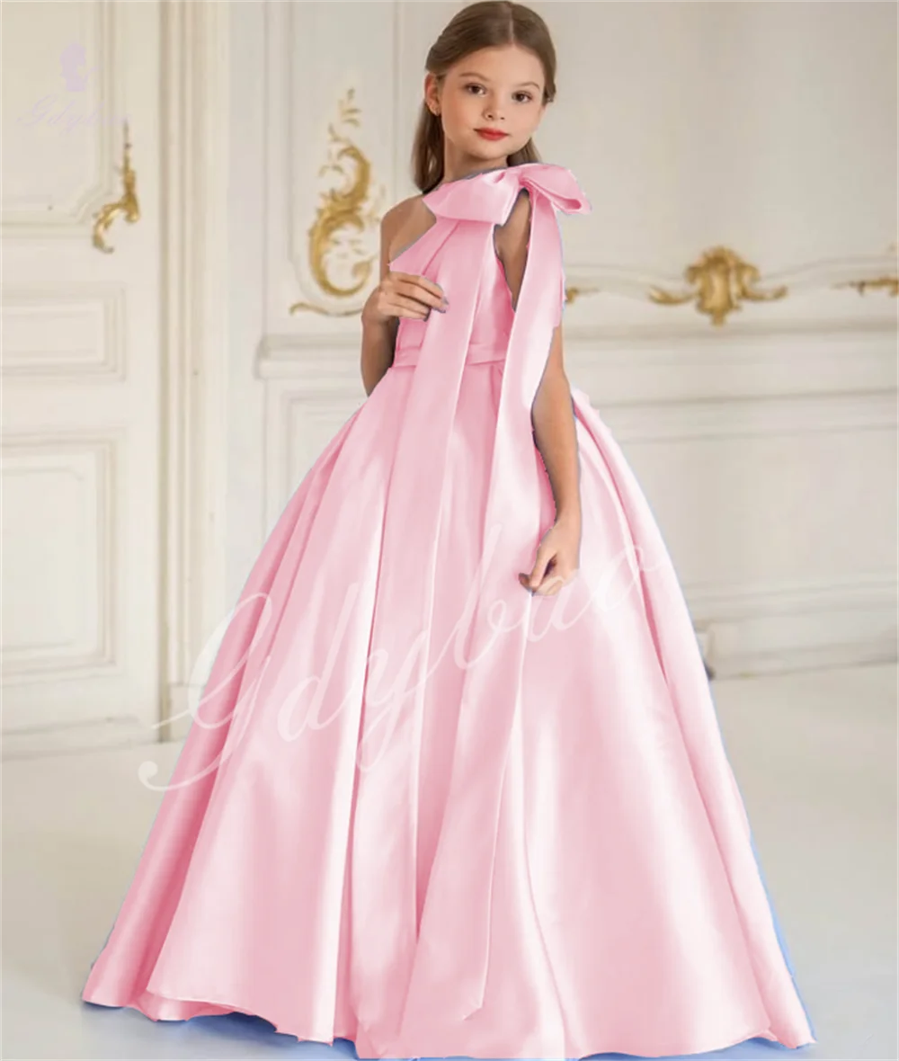 Pink Satin One Shoulder Elegant Flower Girl Dress For Wedding Bow Princess Kids Birthday Party Formal Event Ball Gowns
Pink Satin One Shoulder Elegant Flower Girl Dress For Wedding Bow Princess Kids Birthday Party Formal Event Ball Gowns