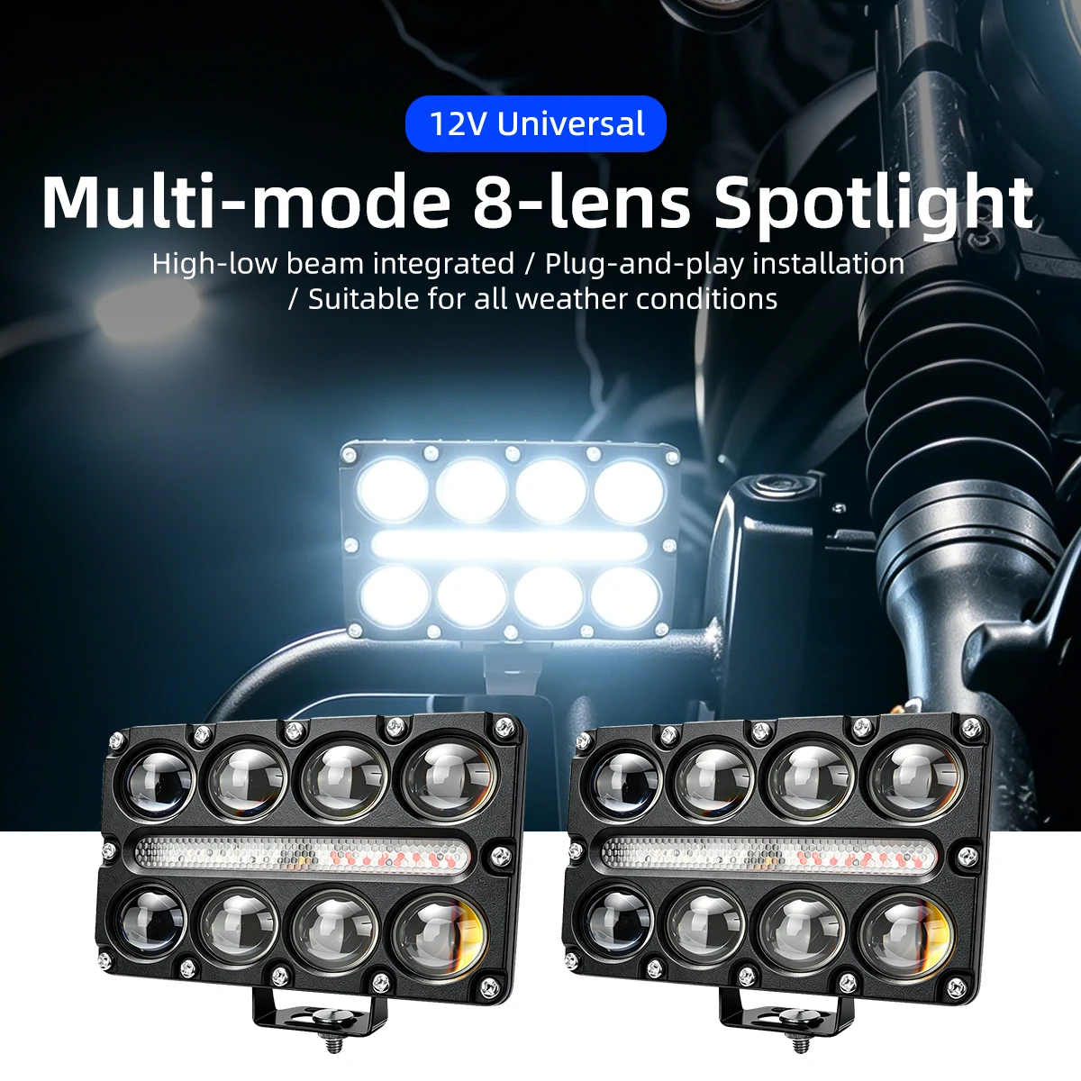 8 Lens Auxiliary Motorcycle Led Spot Light Projector Headlight Work Fog lights for Car Trucks SUV UTV off-road 12V Driving Light
8 Lens Auxiliary Motorcycle Led Spot Light Projector Headlight Work Fog lights for Car Trucks SUV UTV off-road 12V Driving Light