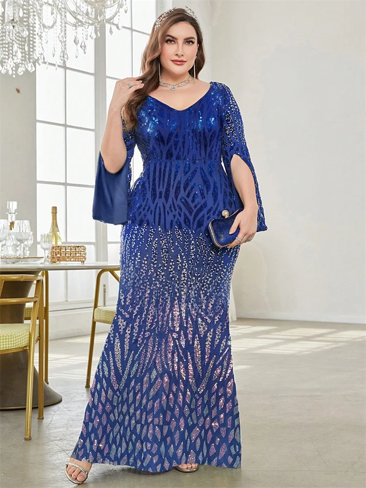 Элегантное синее вечернее платье больших размеров с блестками, 2025, женское вечернее платье макси с разрезом для выпускного вечера и длинными рукавами, роскошное коктейльное платье
Элегантное синее вечернее платье больших размеров с блестками, 2025, женское вечернее платье макси с разрезом для выпускного вечера и длинными рукавами, роскошное коктейльное платье