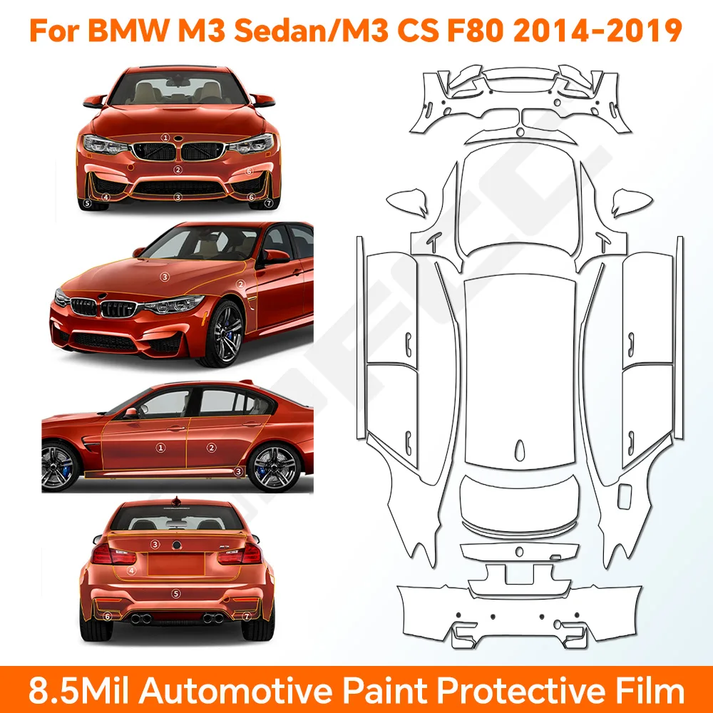 TPU PPF For BMW M3 Sedan CS F80 2014-2019 Anti-scratch Paint Protection Film Car Body Clear Bra Pre-cut Resistant Repairable Kit
TPU PPF For BMW M3 Sedan CS F80 2014-2019 Anti-scratch Paint Protection Film Car Body Clear Bra Pre-cut Resistant Repairable Kit