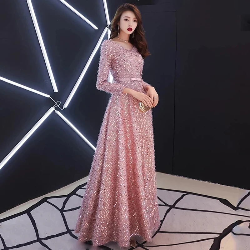 Elegant Pink Feathers Long Evening Dress with Long-sleeve Shiny Sequin Lace Up Floor-Length Formal Gowns New Party Dresses
Elegant Pink Feathers Long Evening Dress with Long-sleeve Shiny Sequin Lace Up Floor-Length Formal Gowns New Party Dresses