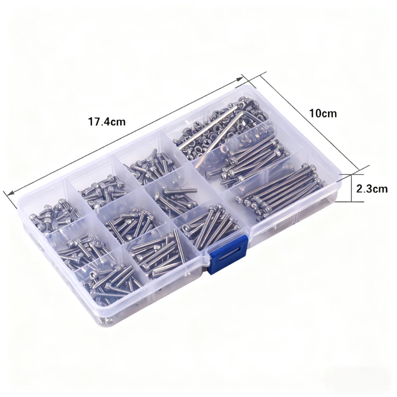 440Pc M3 screw set ,304 stainless steel Allen Hexagon Hex Socket cap Round Head Screw Bolt Nut with Allen wrench Kit M3 X 6/8-40
440Pc M3 screw set ,304 stainless steel Allen Hexagon Hex Socket cap Round Head Screw Bolt Nut with Allen wrench Kit M3 X 6/8-40