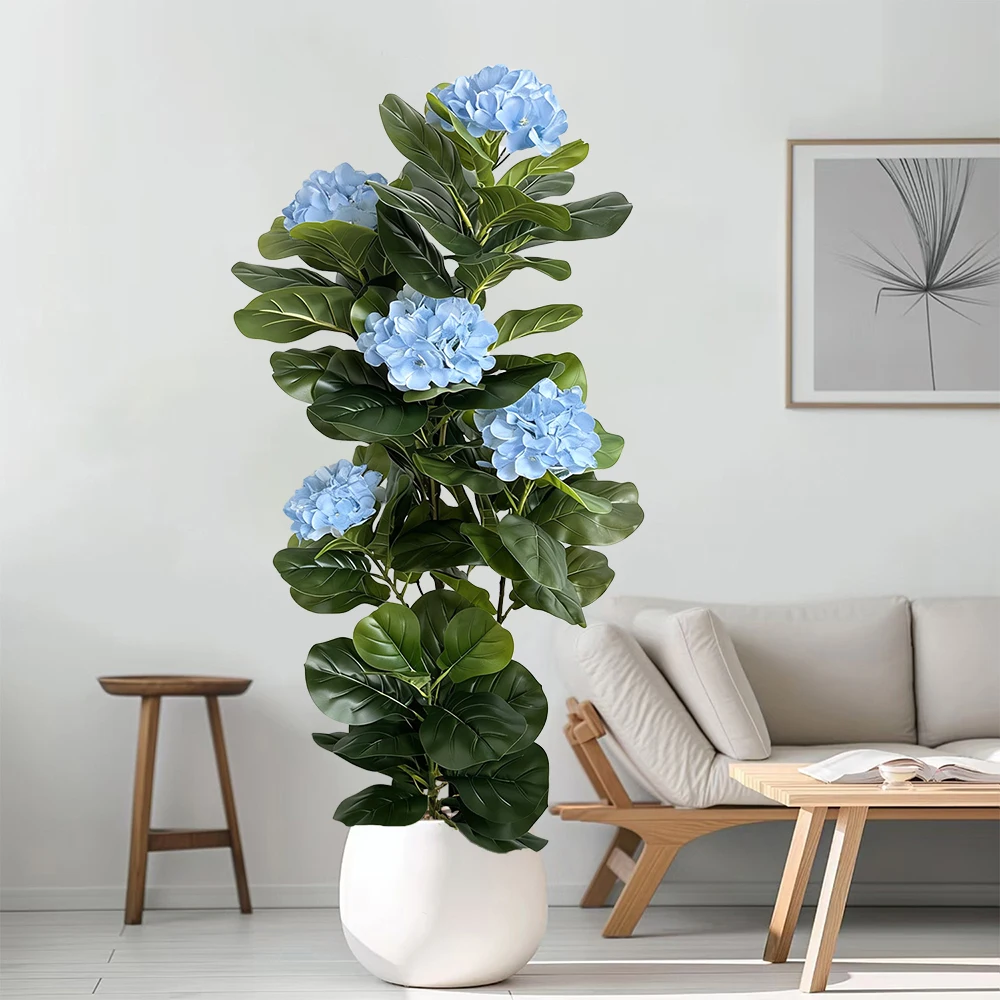 Artificial Tree 4ft Fiddle Leaf Fig with Blue Hydrangea Flowers Realistic Fake Plant for Home Living Room Office Wedding Decor
Artificial Tree 4ft Fiddle Leaf Fig with Blue Hydrangea Flowers Realistic Fake Plant for Home Living Room Office Wedding Decor