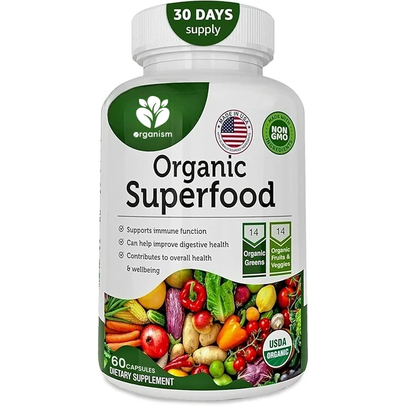 Содержит 14 типов добавок зеленых овощей и фруктов, 60 капсул, содержащих антиоксидантных органических ингредиентов.
Содержит 14 типов добавок зеленых овощей и фруктов, 60 капсул, содержащих антиоксидантных органических ингредиентов.