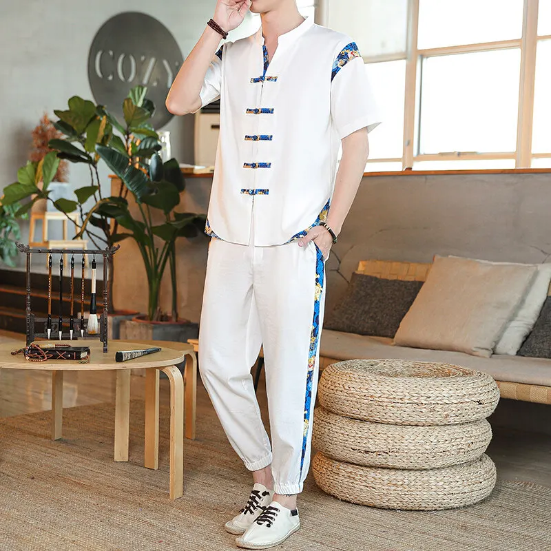 100% Cotton linen Sportswear Men's Fashion Two-piece set Chinese style Shirts + Pants summer spring Male Casual Sets trousers
100% Cotton linen Sportswear Men's Fashion Two-piece set Chinese style Shirts + Pants summer spring Male Casual Sets trousers