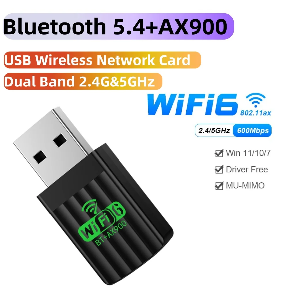 Беспроводная сетевая карта USB AX900 WiFi 6, адаптер Bluetooth 5,4, 2,4G и 5 ГГц, сетевой беспроводной приемник USB WiFi для ПК/ноутбука Win10/11
Беспроводная сетевая карта USB AX900 WiFi 6, адаптер Bluetooth 5,4, 2,4G и 5 ГГц, сетевой беспроводной приемник USB WiFi для ПК/ноутбука Win10/11