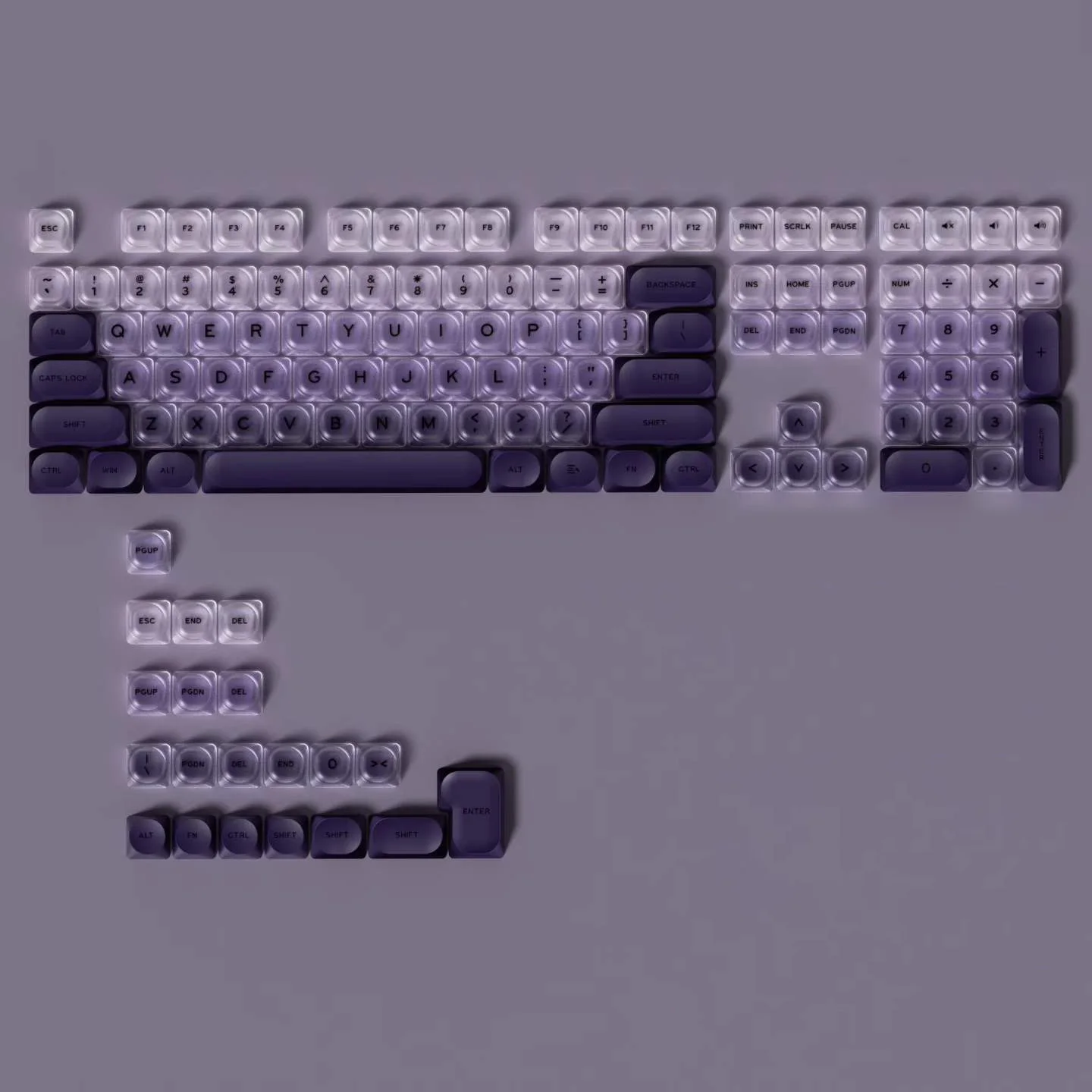 Gradient Purple Black Pink Crystal Keycaps Custom DIY for Gaming Mechanical Keyboard PBT Key Caps Set for Keyboard 68 70 80 90