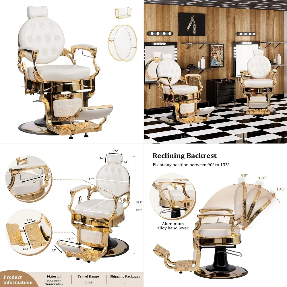 Vintage Barber Chair with Cover, All Purpose Hydraulic Recline Salon Chair, Aluminum Alloy Frame Heavy Duty 700 lbs, Profession
Vintage Barber Chair with Cover, All Purpose Hydraulic Recline Salon Chair, Aluminum Alloy Frame Heavy Duty 700 lbs, Profession