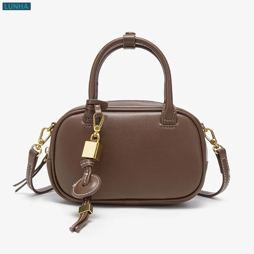 Women Luxury Mini Oval Bowling Purse Handbag Smooth Vegan Leather Lock Charm Top Handle Crossbody Bag with Contrast Stitching
Women Luxury Mini Oval Bowling Purse Handbag Smooth Vegan Leather Lock Charm Top Handle Crossbody Bag with Contrast Stitching