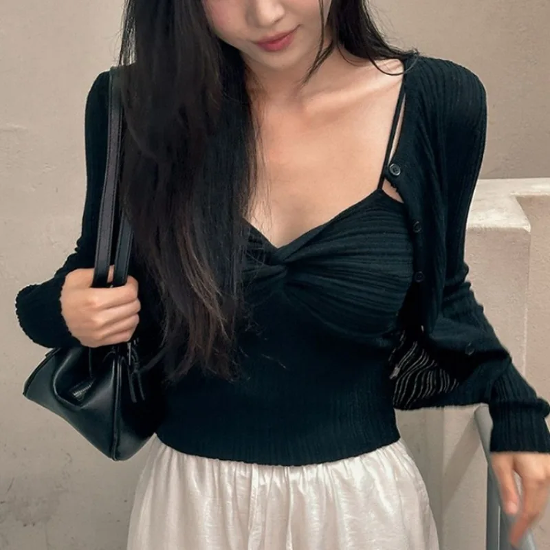 Chic Spring Knitted Long Sve Slim Fit Vest And T-irt Two Piece Set Women's Faion Korean Sle Soft Polyester Blend
Chic Spring Knitted Long Sve Slim Fit Vest And T-irt Two Piece Set Women's Faion Korean Sle Soft Polyester Blend