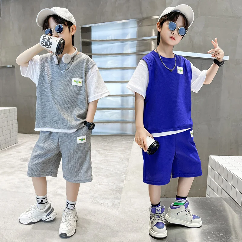 Summer Kids Clothing Sets Tween Boy Fashion Two Piece Short Sleeve T-Shirt Shorts 2PC Children Teenager Patchwork Sport Suits
Summer Kids Clothing Sets Tween Boy Fashion Two Piece Short Sleeve T-Shirt Shorts 2PC Children Teenager Patchwork Sport Suits