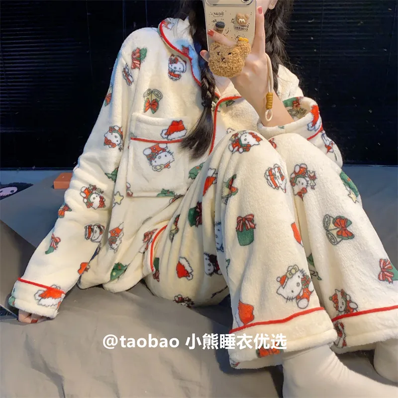 2 шт. Sanrio аниме «Hello Kitty» для девочек, фланелевые утепленные фланелевые пижамы с длинными рукавами, повседневная одежда, зимние кавайные студенческие теплые пижамы, Рождественский подарок
2 шт. Sanrio аниме «Hello Kitty» для девочек, фланелевые утепленные фланелевые пижамы с длинными рукавами, повседневная одежда, зимние кавайные студенческие теплые пижамы, Рождественский подарок