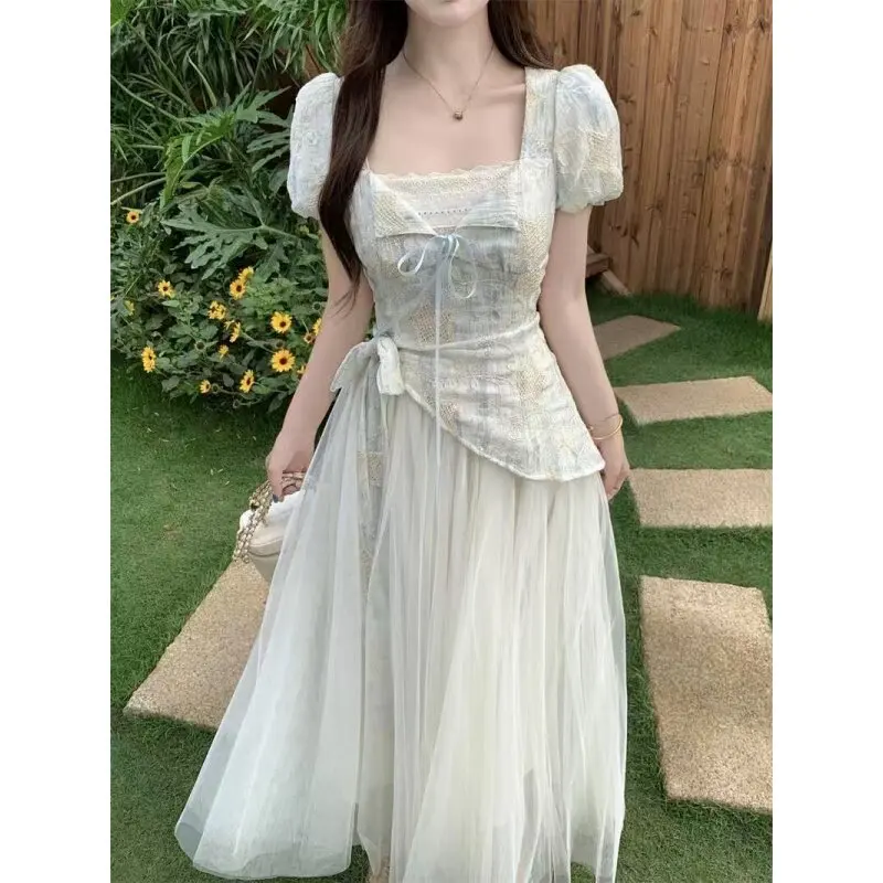 Elegant Fairy Tale Short Sleeve Women's Dress Summer High Waist A-Line Skirt Gown Sophisticated Feel Zipper Closure Casual Wear
Elegant Fairy Tale Short Sleeve Women's Dress Summer High Waist A-Line Skirt Gown Sophisticated Feel Zipper Closure Casual Wear