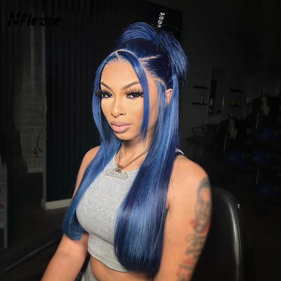 200 Density High Quality Brazilian Human Hair Wig Dark Blue Long Straight Transparent Lace Frontal Wigs Cosplay For Women
200 Density High Quality Brazilian Human Hair Wig Dark Blue Long Straight Transparent Lace Frontal Wigs Cosplay For Women