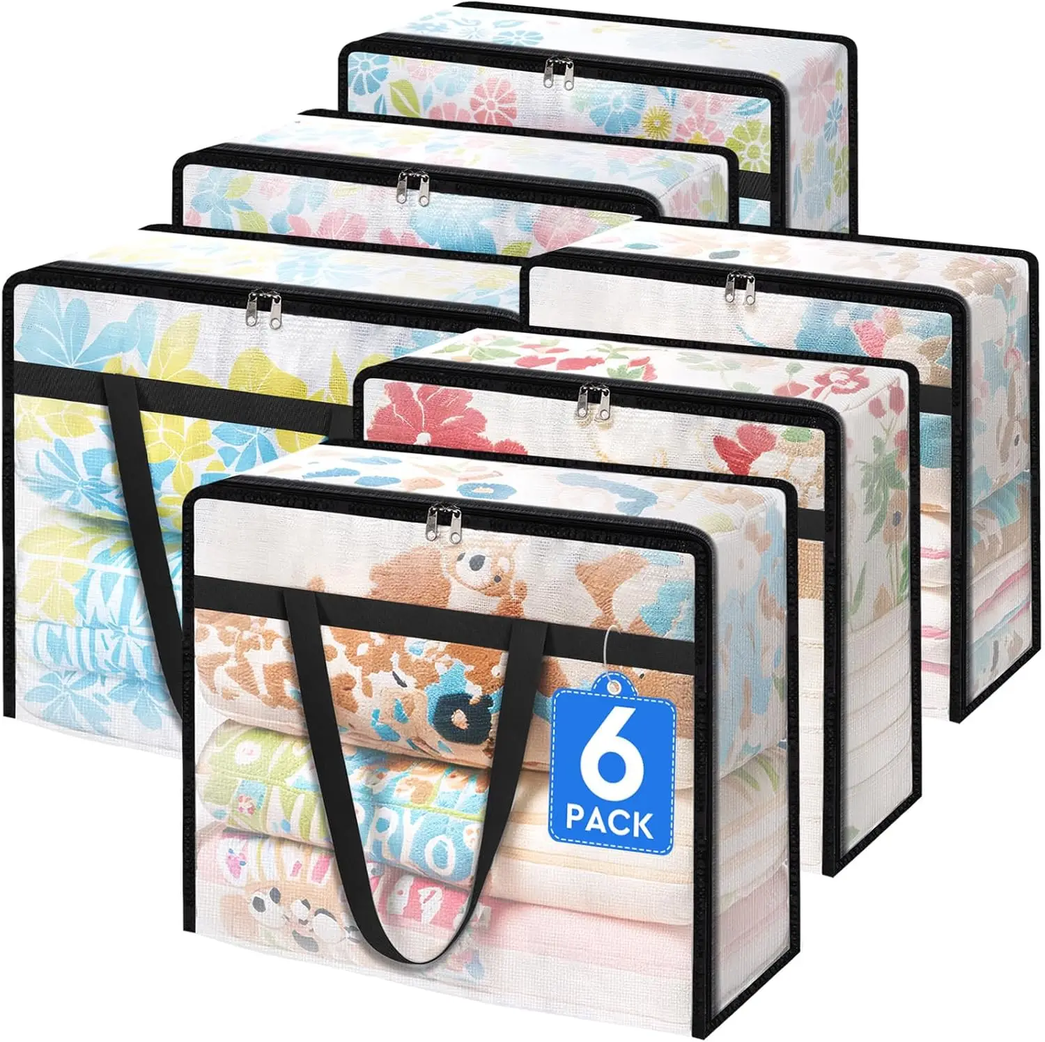 6-Pack Clear Zippered Storage Bags for Comforters, Clothes & Bedding, 90L Plastic Moving Organizer with Handles
6-Pack Clear Zippered Storage Bags for Comforters, Clothes & Bedding, 90L Plastic Moving Organizer with Handles