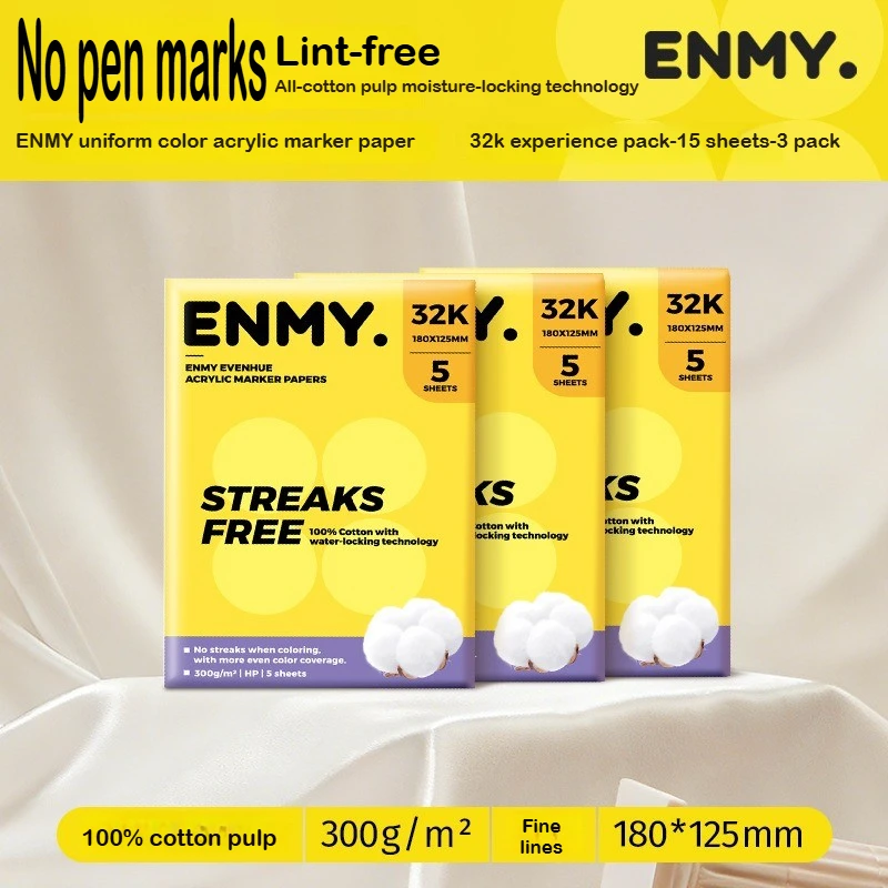 ENMY 300g/㎡ Acrylic Marker Paper Watercolor Cotton Fiber Paper No Bleed Art Paper Office School Supplies for Drawing Notebooks
ENMY 300g/㎡ Acrylic Marker Paper Watercolor Cotton Fiber Paper No Bleed Art Paper Office School Supplies for Drawing Notebooks
