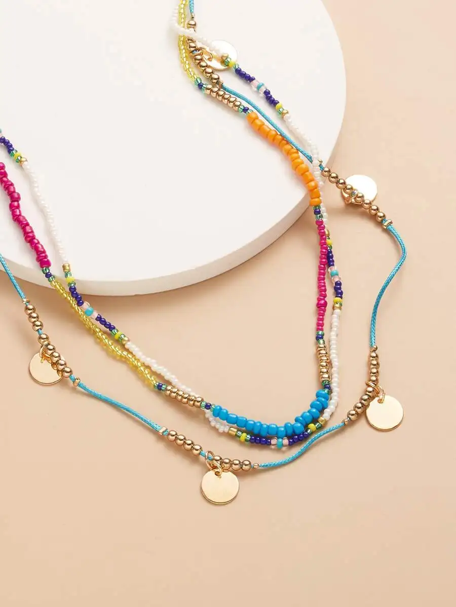 3pcs Bohemian Style Multicolor Beaded Layered Necklace For Women
3pcs Bohemian Style Multicolor Beaded Layered Necklace For Women