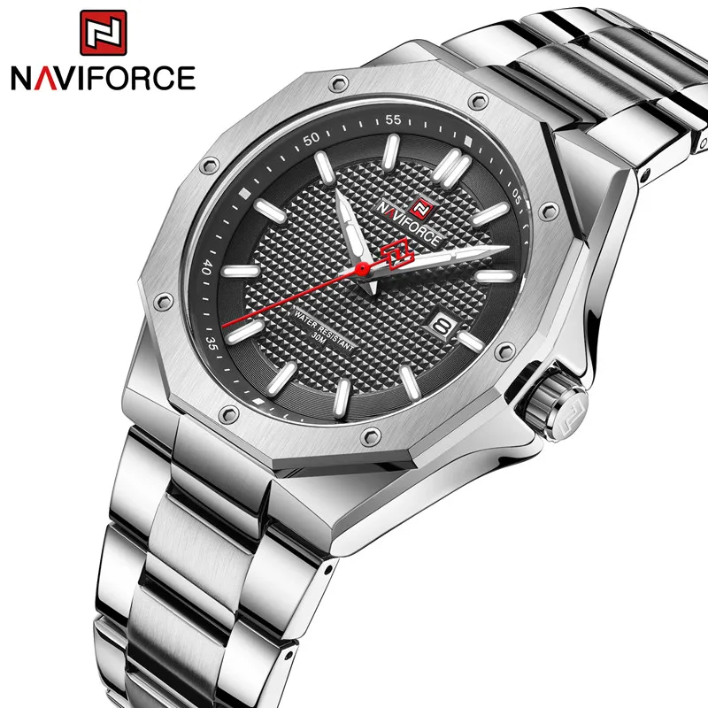 NAVIFORCE Luxury Brand Men's Sports Military Watches Stainless Steel Male Quartz Wristwatch 3ATM Waterproof Clock Reloj Hombre
NAVIFORCE Luxury Brand Men's Sports Military Watches Stainless Steel Male Quartz Wristwatch 3ATM Waterproof Clock Reloj Hombre