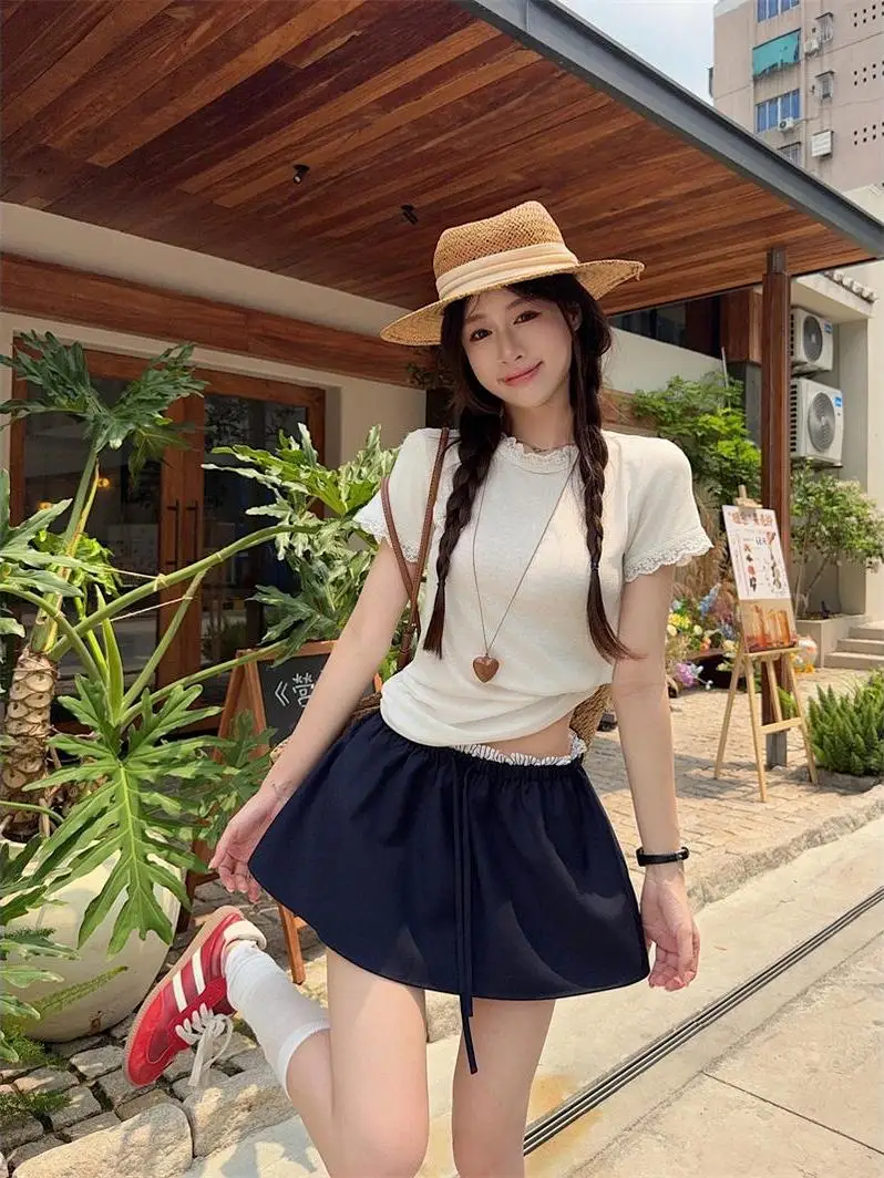 Fashionable Lace Trimmed T-Shirt And Skirt Set Women's Summer 2026 New Style Short Sleeve round Neck High Waist Ensemble
Fashionable Lace Trimmed T-Shirt And Skirt Set Women's Summer 2026 New Style Short Sleeve round Neck High Waist Ensemble