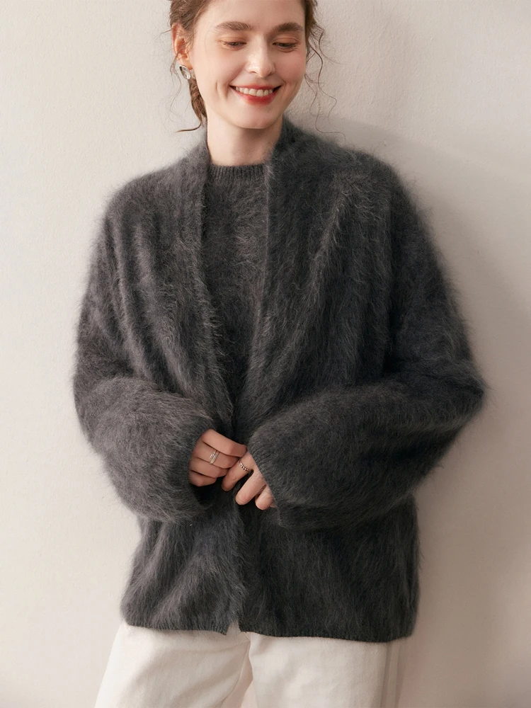 Высококачественный кардиган из 100% чистого кашемира с начесом, свитер, осень-зима, женская однотонная универсальная практичная вязаная куртка, мягкая в ленивом стиле
Высококачественный кардиган из 100% чистого кашемира с начесом, свитер, осень-зима, женская однотонная универсальная практичная вязаная куртка, мягкая в ленивом стиле