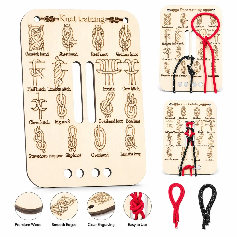 Rope Knot Trainings Board Kit for Learning Knot Tying Practice Tool for Adults Outdoor Camping Survival Skills DIY Use
Rope Knot Trainings Board Kit for Learning Knot Tying Practice Tool for Adults Outdoor Camping Survival Skills DIY Use