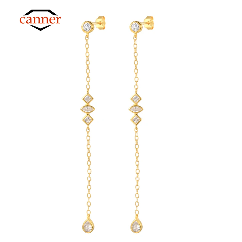 CANNER 925 Sterling Silver Long Chain Tassel Stud Earrings for Women Shining Starry White Zircon Dangle Earring Wedding Jewelry
CANNER 925 Sterling Silver Long Chain Tassel Stud Earrings for Women Shining Starry White Zircon Dangle Earring Wedding Jewelry
