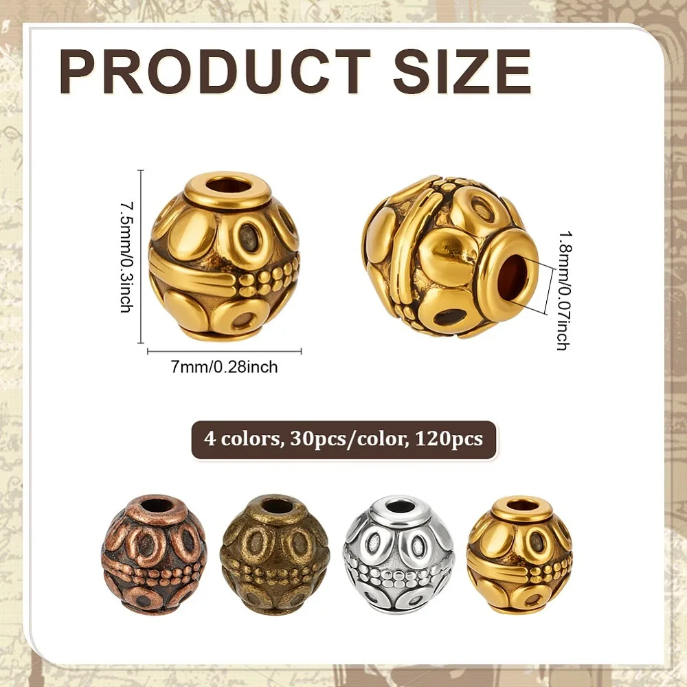 120Pcs 4 Colors Style Alloy Beads Barrel Mixed Color 7.5x7mm Hole: 1.8mm 30pcs/color
120Pcs 4 Colors Style Alloy Beads Barrel Mixed Color 7.5x7mm Hole: 1.8mm 30pcs/color