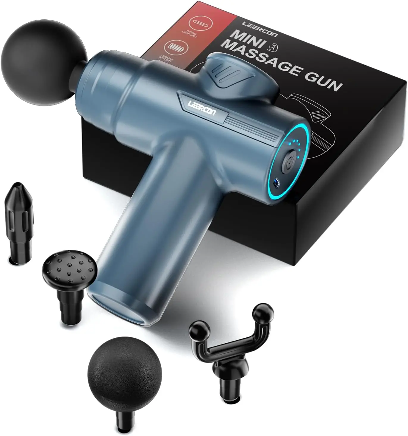 Mini Deep Tissue Massage Gun 6 Speeds 4 Heads Portable Handheld Muscle Massager for Pain Relief - Blue
Mini Deep Tissue Massage Gun 6 Speeds 4 Heads Portable Handheld Muscle Massager for Pain Relief - Blue
