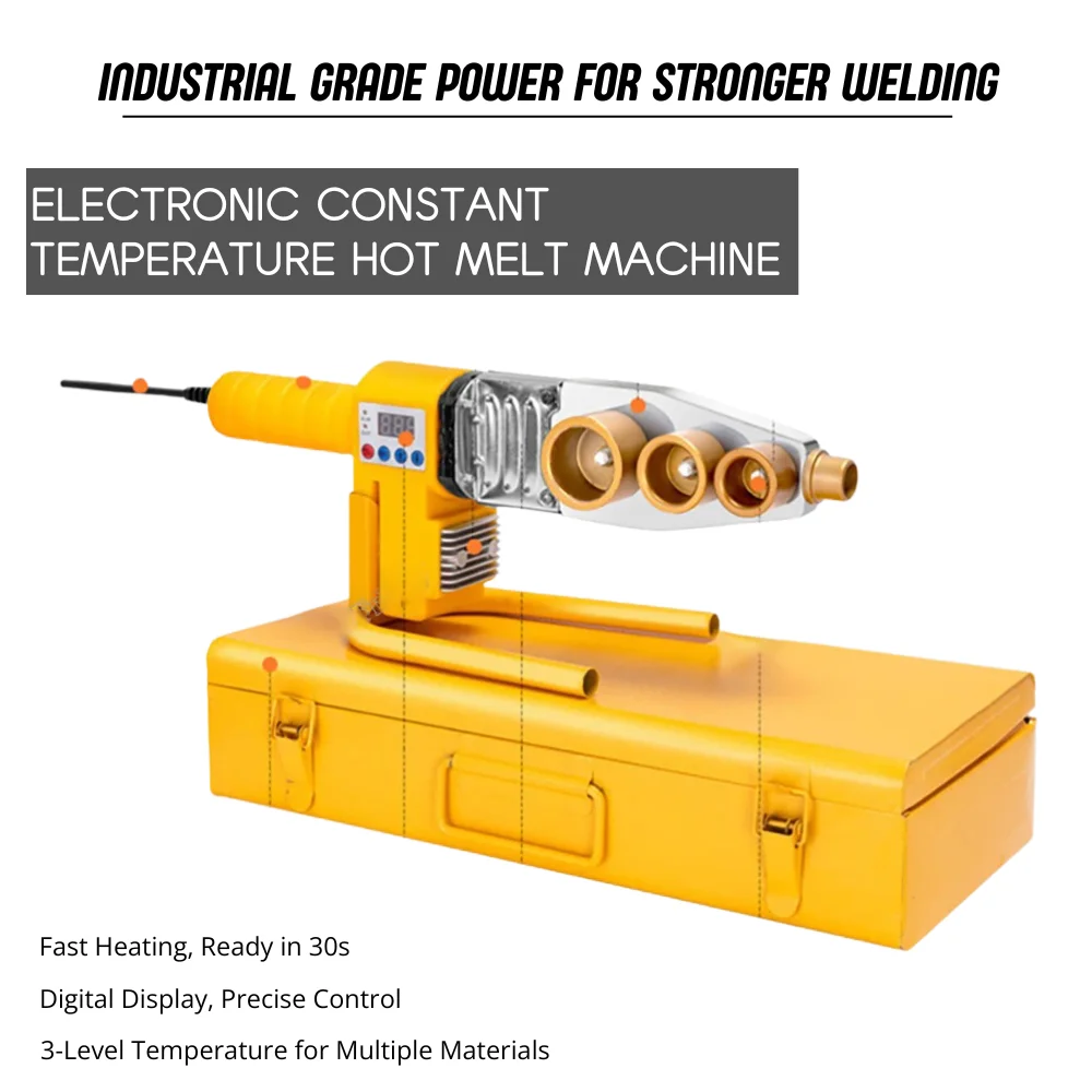 Digital Constant Temperature PPR Pipe Welding Machine with Anti-Clog Die Head, 6 Mold Sets, Home Use Hot Melt Tool
Digital Constant Temperature PPR Pipe Welding Machine with Anti-Clog Die Head, 6 Mold Sets, Home Use Hot Melt Tool