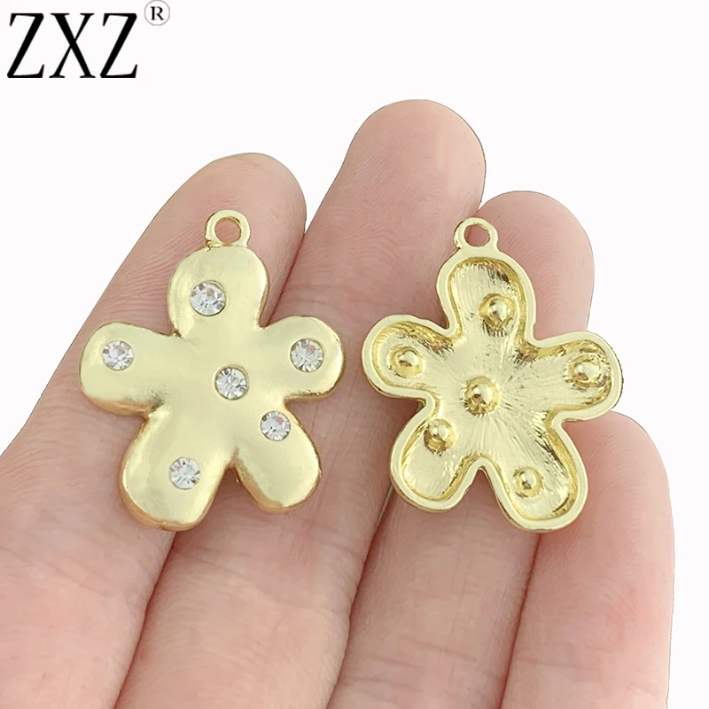 ZXZ 10pcs Gold Plated Flower Crystal Rhinestone Charms Pendants for Necklace Jewelry Making 23x30mm
ZXZ 10pcs Gold Plated Flower Crystal Rhinestone Charms Pendants for Necklace Jewelry Making 23x30mm