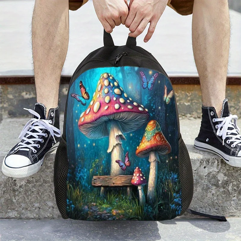 1 piece Ladies Magic Mushroom Forest Backpack - Large Capacity School Bag, Adjustable Strap, Zipper Closure and Gold
1 piece Ladies Magic Mushroom Forest Backpack - Large Capacity School Bag, Adjustable Strap, Zipper Closure and Gold