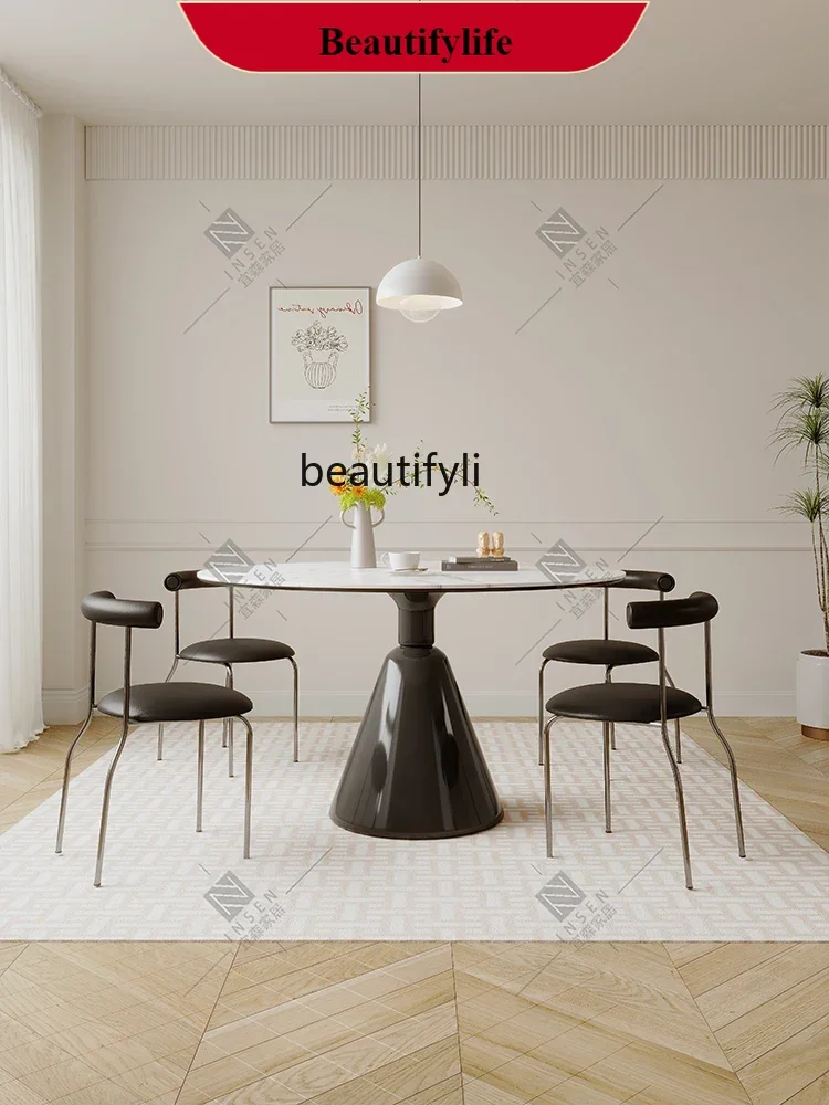 Round Table Household Restaurant Stone Plate Small round Table French Cream Style round Dining Table G1218
Round Table Household Restaurant Stone Plate Small round Table French Cream Style round Dining Table G1218
