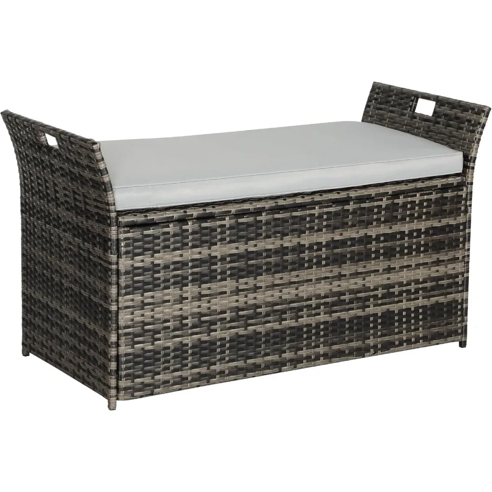 90 Gallon Patio Storage Bench, Outdoor Wicker Deck Box with Cushion, PE Rattan Box with Handles (Grey)
90 Gallon Patio Storage Bench, Outdoor Wicker Deck Box with Cushion, PE Rattan Box with Handles (Grey)